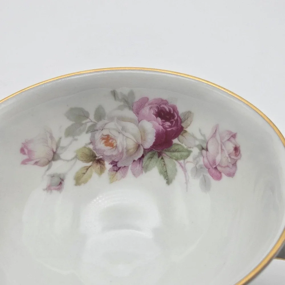 Vintage Bavaria Schumann Arzberg Wild Rose Dessert Plate, Teacup & Saucer Set
